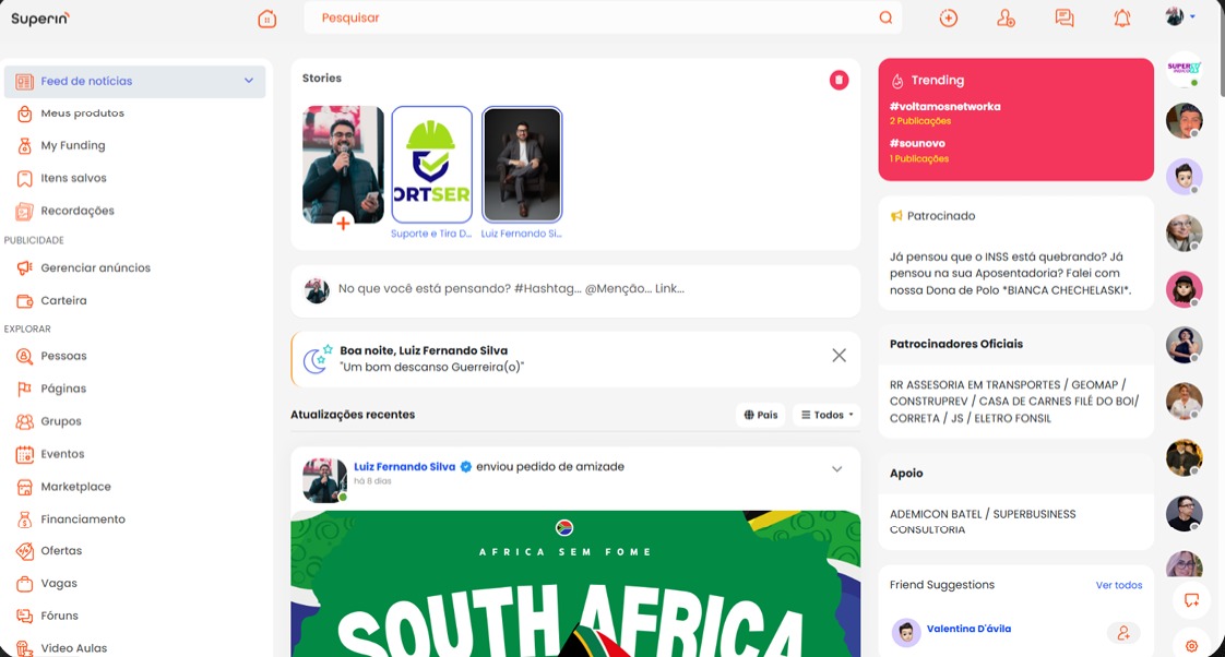 Plataforma Superin — interface desktop